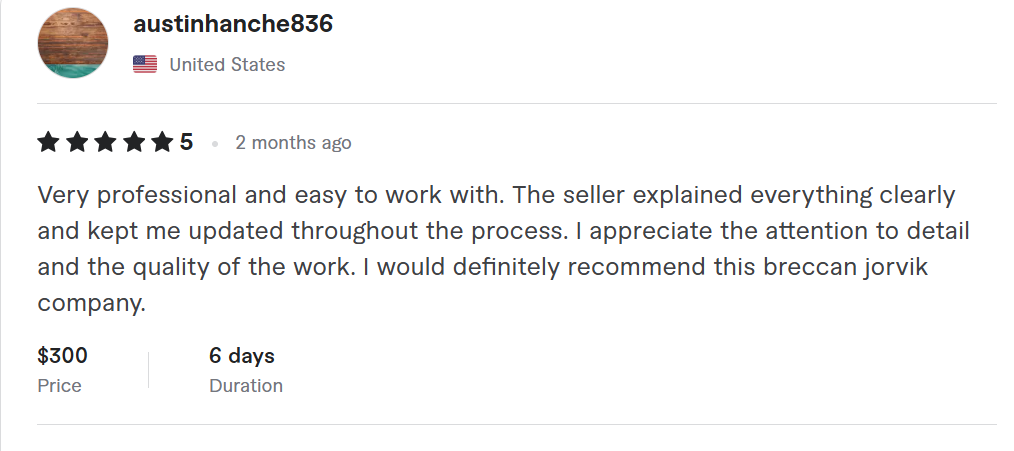 Client review 7 from Breccan Jorvik Company
