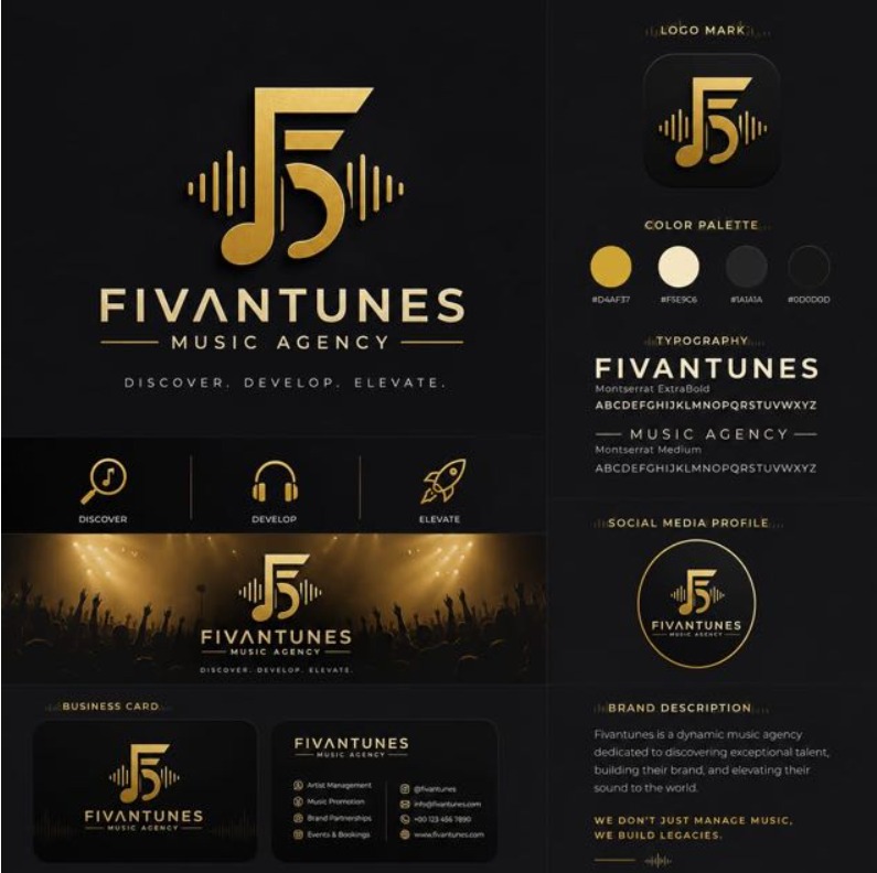 Fivantunes Music Agency visual identity